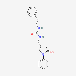 molecular formula C20H23N3O2 B3012599 1-((5-Oxo-1-phenylpyrrolidin-3-yl)methyl)-3-phenethylurea CAS No. 955235-91-3