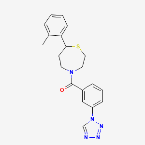 molecular formula C20H21N5OS B3012600 (3-(1H-tetrazol-1-yl)phenyl)(7-(o-tolyl)-1,4-thiazepan-4-yl)methanone CAS No. 1704559-47-6
