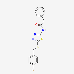 molecular formula C17H14BrN3OS2 B3012604 N-(5-((4-bromobenzyl)thio)-1,3,4-thiadiazol-2-yl)-2-phenylacetamide CAS No. 392302-67-9