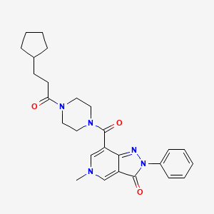 molecular formula C26H31N5O3 B3012619 7-(4-(3-cyclopentylpropanoyl)piperazine-1-carbonyl)-5-methyl-2-phenyl-2H-pyrazolo[4,3-c]pyridin-3(5H)-one CAS No. 1021123-83-0