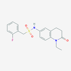 molecular formula C18H19FN2O3S B3012626 N-(1-乙基-2-氧代-1,2,3,4-四氢喹啉-6-基)-1-(2-氟苯基)甲磺酰胺 CAS No. 922004-69-1