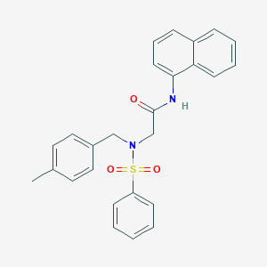 molecular formula C26H24N2O3S B301263 2-[[(4-methylphenyl)methyl](phenylsulfonyl)amino]-N-naphthalen-1-ylacetamide 