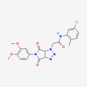 molecular formula C21H20ClN5O5 B3012651 N-(5-氯-2-甲基苯基)-2-[5-(3,4-二甲氧基苯基)-4,6-二氧代-4,5,6,6a-四氢吡咯并[3,4-d][1,2,3]三唑-1(3aH)-基]乙酰胺 CAS No. 1052612-02-8