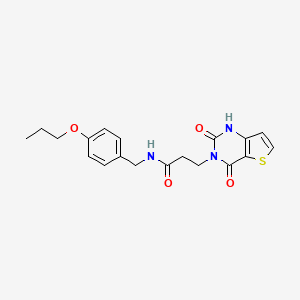 molecular formula C19H21N3O4S B3012652 3-(2,4-dioxo-1,2-dihydrothieno[3,2-d]pyrimidin-3(4H)-yl)-N-(4-propoxybenzyl)propanamide CAS No. 1031599-03-7