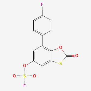 molecular formula C13H6F2O5S2 B3012658 7-(4-Fluorophenyl)-5-fluorosulfonyloxy-2-oxo-1,3-benzoxathiole CAS No. 2411243-36-0