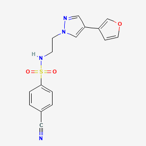molecular formula C16H14N4O3S B3012669 4-cyano-N-(2-(4-(furan-3-yl)-1H-pyrazol-1-yl)ethyl)benzenesulfonamide CAS No. 2034554-12-4