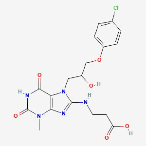molecular formula C18H20ClN5O6 B3012670 3-((7-(3-(4-chlorophenoxy)-2-hydroxypropyl)-3-methyl-2,6-dioxo-2,3,6,7-tetrahydro-1H-purin-8-yl)amino)propanoic acid CAS No. 900013-51-6