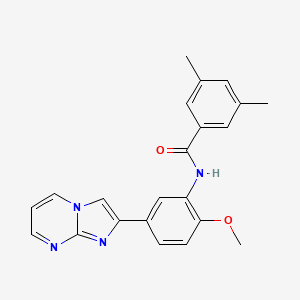 molecular formula C22H20N4O2 B3012690 N-(5-imidazo[1,2-a]pyrimidin-2-yl-2-methoxyphenyl)-3,5-dimethylbenzamide CAS No. 862810-68-2