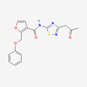 molecular formula C17H15N3O4S B3012703 N-(3-(2-oxopropyl)-1,2,4-thiadiazol-5-yl)-2-(phenoxymethyl)furan-3-carboxamide CAS No. 878716-23-5