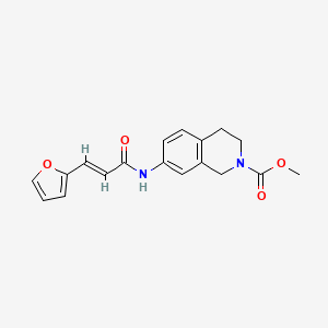 molecular formula C18H18N2O4 B3012706 (E)-methyl 7-(3-(furan-2-yl)acrylamido)-3,4-dihydroisoquinoline-2(1H)-carboxylate CAS No. 1448140-18-8