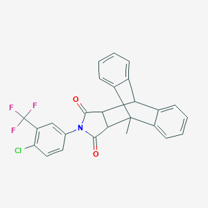 molecular formula C26H17ClF3NO2 B301273 17-[4-Chloro-3-(trifluoromethyl)phenyl]-1-methyl-17-azapentacyclo[6.6.5.0~2,7~.0~9,14~.0~15,19~]nonadeca-2,4,6,9,11,13-hexaene-16,18-dione (non-preferred name) 