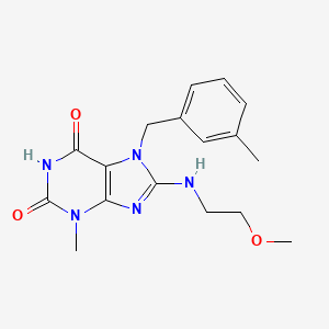 molecular formula C17H21N5O3 B3012749 8-(2-Methoxyethylamino)-3-methyl-7-[(3-methylphenyl)methyl]purine-2,6-dione CAS No. 864939-82-2