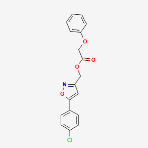 molecular formula C18H14ClNO4 B3012759 (5-(4-Chlorophenyl)isoxazol-3-yl)methyl 2-phenoxyacetate CAS No. 946346-86-7