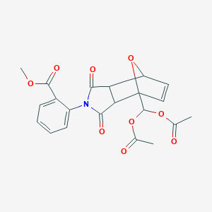 molecular formula C21H19NO9 B301276 methyl 2-{4-[bis(acetyloxy)methyl]-1,3-dioxo-1,3,3a,4,7,7a-hexahydro-2H-4,7-epoxyisoindol-2-yl}benzoate 