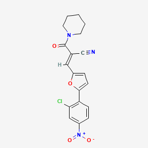 (E)-3-(5-(2-chloro-4-nitrophenyl)furan-2-yl)-2-(piperidine-1-carbonyl)acrylonitrile