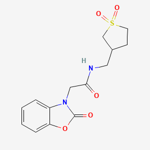 molecular formula C14H16N2O5S B3012778 N-((1,1-dioxidotetrahydrothiophen-3-yl)methyl)-2-(2-oxobenzo[d]oxazol-3(2H)-yl)acetamide CAS No. 1226448-15-2