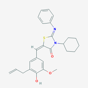 molecular formula C26H28N2O3S B301278 5-(3-Allyl-4-hydroxy-5-methoxybenzylidene)-3-cyclohexyl-2-(phenylimino)-1,3-thiazolidin-4-one 