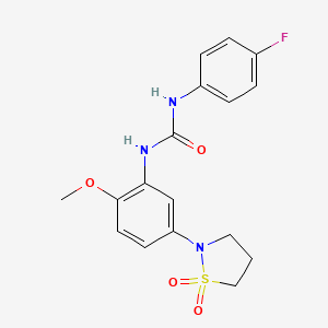 molecular formula C17H18FN3O4S B3012788 1-(5-(1,1-Dioxidoisothiazolidin-2-yl)-2-methoxyphenyl)-3-(4-fluorophenyl)urea CAS No. 1202999-72-1