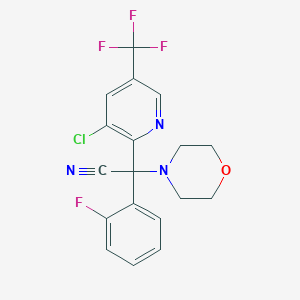 molecular formula C18H14ClF4N3O B3012789 2-[3-氯-5-(三氟甲基)-2-吡啶基]-2-(2-氟苯基)-2-吗啉乙腈 CAS No. 339097-07-3