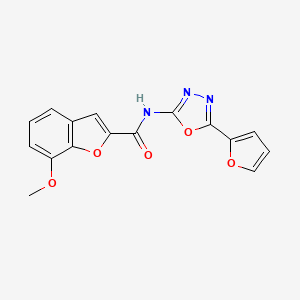 N-(5-(furan-2-yl)-1,3,4-oxadiazol-2-yl)-7-methoxybenzofuran-2-carboxamide