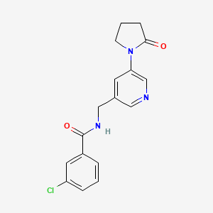 molecular formula C17H16ClN3O2 B3012808 3-chloro-N-((5-(2-oxopyrrolidin-1-yl)pyridin-3-yl)methyl)benzamide CAS No. 2034387-95-4