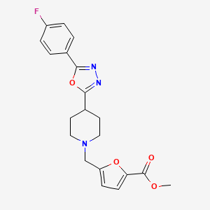 molecular formula C20H20FN3O4 B3012819 Methyl 5-((4-(5-(4-fluorophenyl)-1,3,4-oxadiazol-2-yl)piperidin-1-yl)methyl)furan-2-carboxylate CAS No. 1351642-61-9