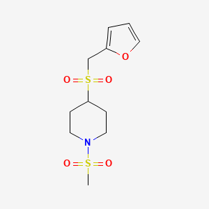 molecular formula C11H17NO5S2 B3012829 4-((Furan-2-ylmethyl)sulfonyl)-1-(methylsulfonyl)piperidine CAS No. 1448124-48-8