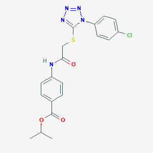 molecular formula C19H18ClN5O3S B301283 isopropyl 4-[({[1-(4-chlorophenyl)-1H-tetraazol-5-yl]sulfanyl}acetyl)amino]benzoate 