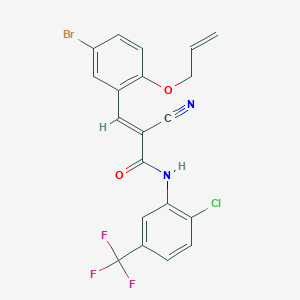 molecular formula C20H13BrClF3N2O2 B3012833 (E)-3-(5-bromo-2-prop-2-enoxyphenyl)-N-[2-chloro-5-(trifluoromethyl)phenyl]-2-cyanoprop-2-enamide CAS No. 342582-17-6
