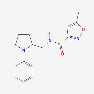 molecular formula C16H19N3O2 B3012838 5-methyl-N-((1-phenylpyrrolidin-2-yl)methyl)isoxazole-3-carboxamide CAS No. 1796971-14-6