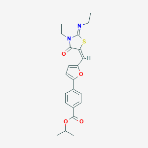 molecular formula C22H24N2O4S B301284 Isopropyl 4-(5-{[3-ethyl-2-(ethylimino)-4-oxo-1,3-thiazolidin-5-ylidene]methyl}-2-furyl)benzoate 