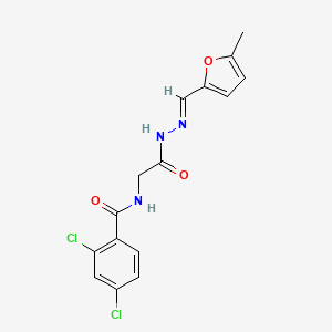(E)-2,4-dichloro-N-(2-(2-((5-methylfuran-2-yl)methylene)hydrazinyl)-2-oxoethyl)benzamide