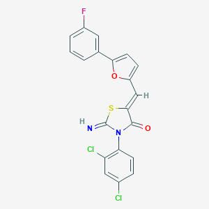 molecular formula C20H11Cl2FN2O2S B301285 3-(2,4-Dichlorophenyl)-5-{[5-(3-fluorophenyl)-2-furyl]methylene}-2-imino-1,3-thiazolidin-4-one 