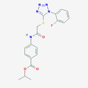 molecular formula C19H18FN5O3S B301286 propan-2-yl 4-[({[1-(2-fluorophenyl)-1H-tetrazol-5-yl]sulfanyl}acetyl)amino]benzoate 