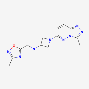 molecular formula C14H18N8O B3012862 N-methyl-N-[(3-methyl-1,2,4-oxadiazol-5-yl)methyl]-1-{3-methyl-[1,2,4]triazolo[4,3-b]pyridazin-6-yl}azetidin-3-amine CAS No. 2199906-36-8