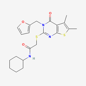 N-cyclohexyl-2-[3-(furan-2-ylmethyl)-5,6-dimethyl-4-oxothieno[2,3-d]pyrimidin-2-yl]sulfanylacetamide