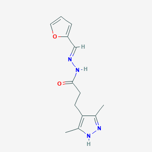 molecular formula C13H16N4O2 B3012873 (E)-3-(3,5-dimethyl-1H-pyrazol-4-yl)-N'-(furan-2-ylmethylene)propanehydrazide CAS No. 306302-52-3