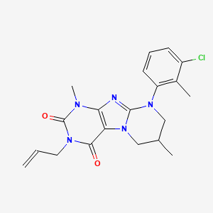 molecular formula C20H22ClN5O2 B3012875 9-(3-氯-2-甲基苯基)-1,7-二甲基-3-丙-2-烯基-7,8-二氢-6H-嘌呤并[7,8-a]嘧啶-2,4-二酮 CAS No. 876900-98-0
