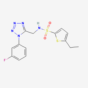 molecular formula C14H14FN5O2S2 B3012876 5-ethyl-N-((1-(3-fluorophenyl)-1H-tetrazol-5-yl)methyl)thiophene-2-sulfonamide CAS No. 921060-99-3