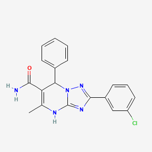 molecular formula C19H16ClN5O B3012895 2-(3-Chlorophenyl)-5-methyl-7-phenyl-4,7-dihydro-[1,2,4]triazolo[1,5-a]pyrimidine-6-carboxamide CAS No. 539815-20-8