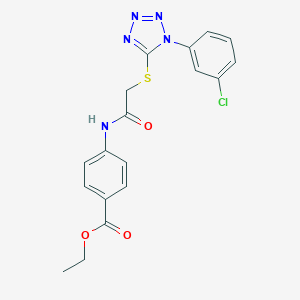 molecular formula C18H16ClN5O3S B301290 ethyl 4-[({[1-(3-chlorophenyl)-1H-tetrazol-5-yl]sulfanyl}acetyl)amino]benzoate 