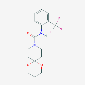 molecular formula C16H19F3N2O3 B3012918 N-(2-(trifluoromethyl)phenyl)-1,5-dioxa-9-azaspiro[5.5]undecane-9-carboxamide CAS No. 1351649-28-9