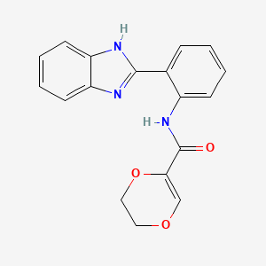 molecular formula C18H15N3O3 B3012922 N-[2-(1H-benzimidazol-2-yl)phenyl]-2,3-dihydro-1,4-dioxine-5-carboxamide CAS No. 864938-56-7