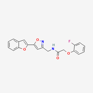 molecular formula C20H15FN2O4 B3012923 N-((5-(benzofuran-2-yl)isoxazol-3-yl)methyl)-2-(2-fluorophenoxy)acetamide CAS No. 1105242-62-3