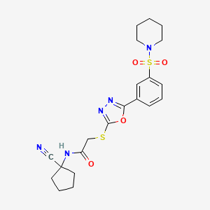 molecular formula C21H25N5O4S2 B3012931 N-(1-cyanocyclopentyl)-2-[[5-(3-piperidin-1-ylsulfonylphenyl)-1,3,4-oxadiazol-2-yl]sulfanyl]acetamide CAS No. 919883-58-2