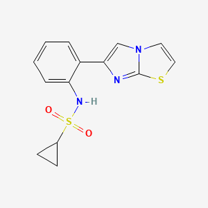 molecular formula C14H13N3O2S2 B3012937 N-(2-(咪唑并[2,1-b]噻唑-6-基)苯基)环丙烷磺酰胺 CAS No. 1705982-91-7