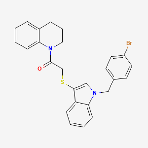 molecular formula C26H23BrN2OS B3012939 2-[1-[(4-bromophenyl)methyl]indol-3-yl]sulfanyl-1-(3,4-dihydro-2H-quinolin-1-yl)ethanone CAS No. 681274-24-8