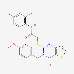 molecular formula C24H23N3O3S2 B3012942 N-(2,4-二甲基苯基)-2-{[3-(4-甲氧基苄基)-4-氧代-3,4-二氢噻吩并[3,2-d]嘧啶-2-基]硫代}乙酰胺 CAS No. 1252901-58-8