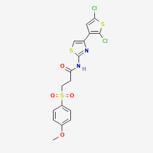N-(4-(2,5-dichlorothiophen-3-yl)thiazol-2-yl)-3-((4-methoxyphenyl)sulfonyl)propanamide