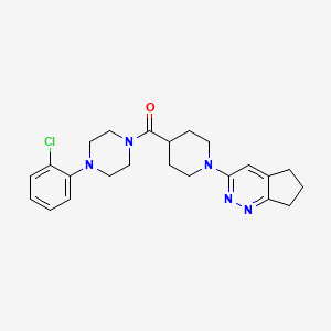 molecular formula C23H28ClN5O B3012946 1-(2-氯苯基)-4-(1-{5H,6H,7H-环戊并[c]哒嗪-3-基}哌啶-4-羰基)哌嗪 CAS No. 2097858-67-6